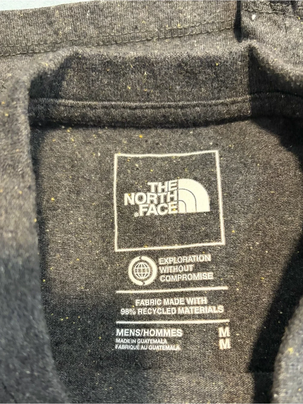 The North Face men’s  Short-Sleeve Tees in Gray and Black with Yellow Logo